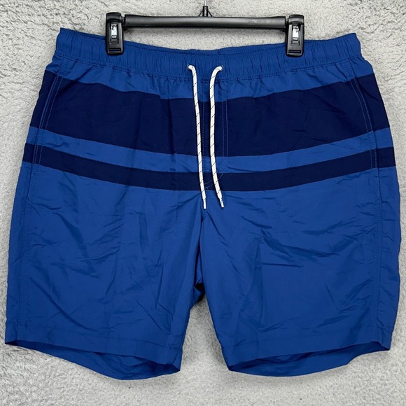Uniqlo Mens Swim Trunks XL Blue Colorblock 100% Nylon‎ Mesh Lined Board Shorts - Picture 1 of 7